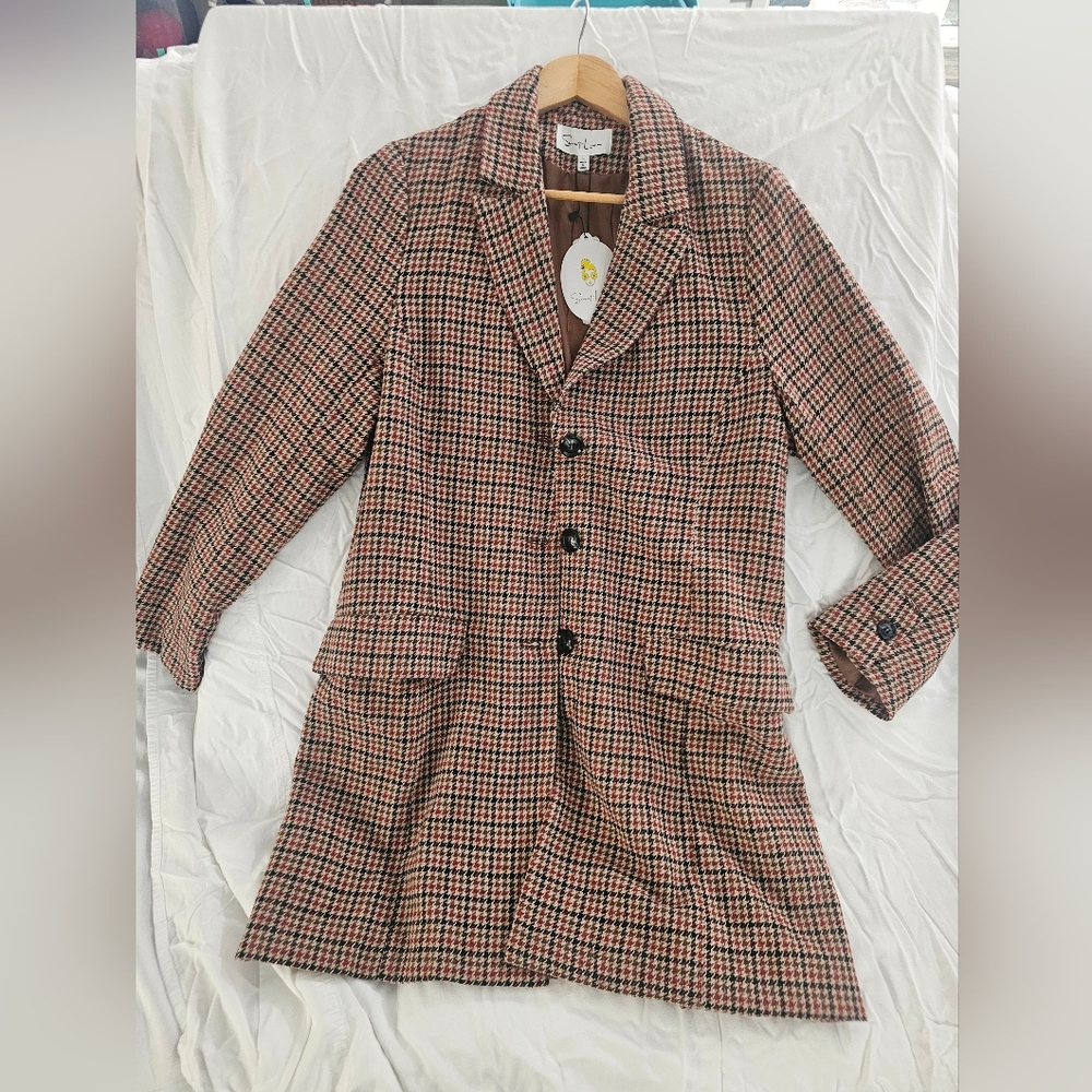 Sweet Lemon, London Brown Jacket- Pendleton Women's Checkered Blazer